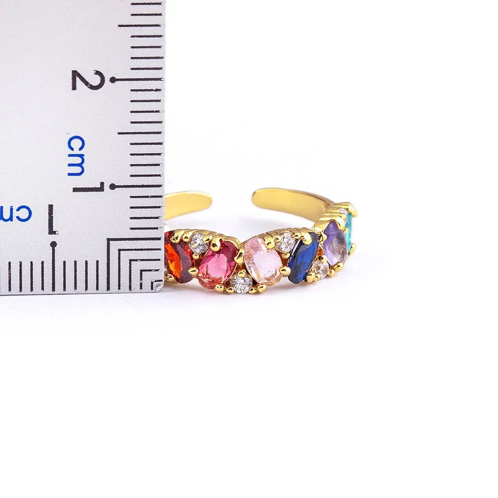Luxury Cubic Zirconia Shine Colorful Crystal Rings For Women