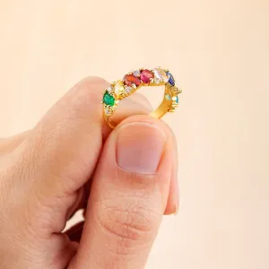 Luxury Cubic Zirconia Shine Colorful Crystal Rings For Women