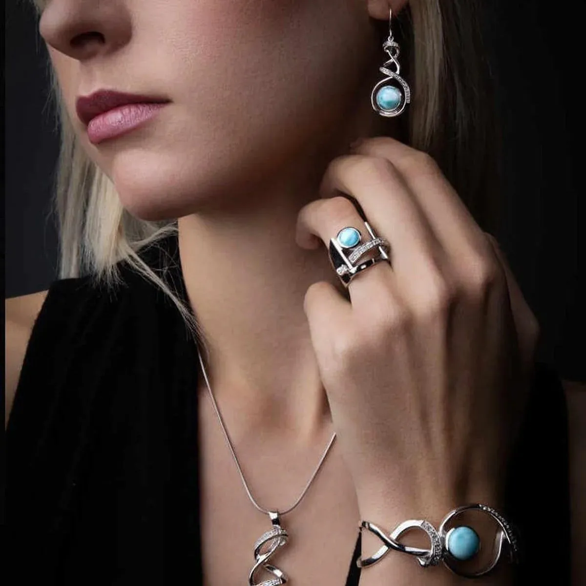 MARAHLAGO LARIMAR DANTE EARRINGS