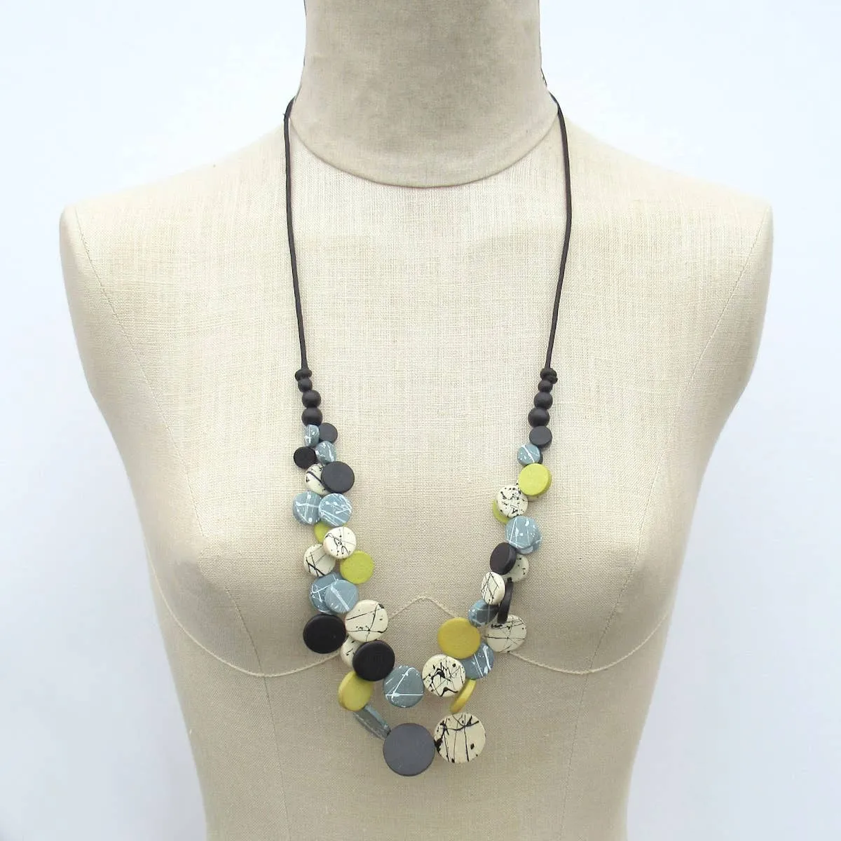 Margiela black, gray, white and yellow splattered necklace