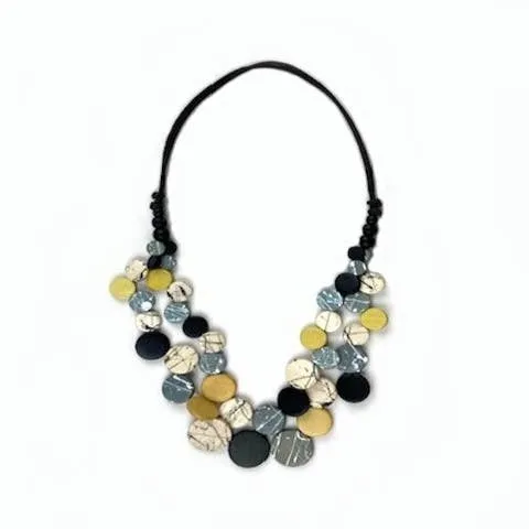 Margiela black, gray, white and yellow splattered necklace