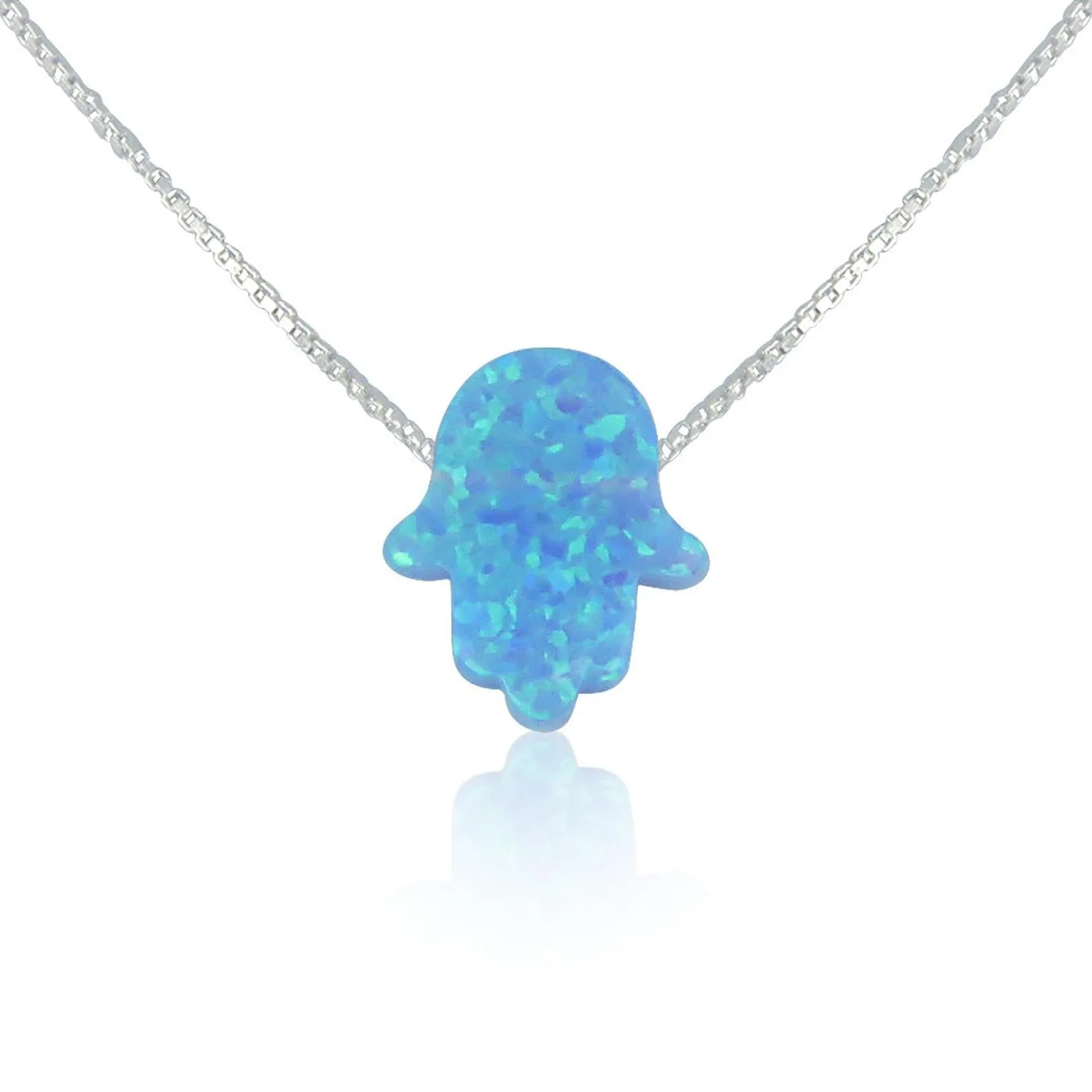 Mena Jewelry Co - Simple blue hamsa necklace
