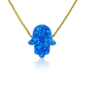 Mena Jewelry Co - Simple blue hamsa necklace