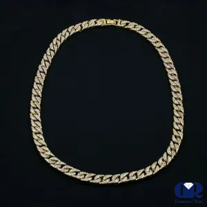 Men's 20 Ct Diamond Cuban Link Chain Necklace 30 Inch 14K Yellow Gold 13 mm