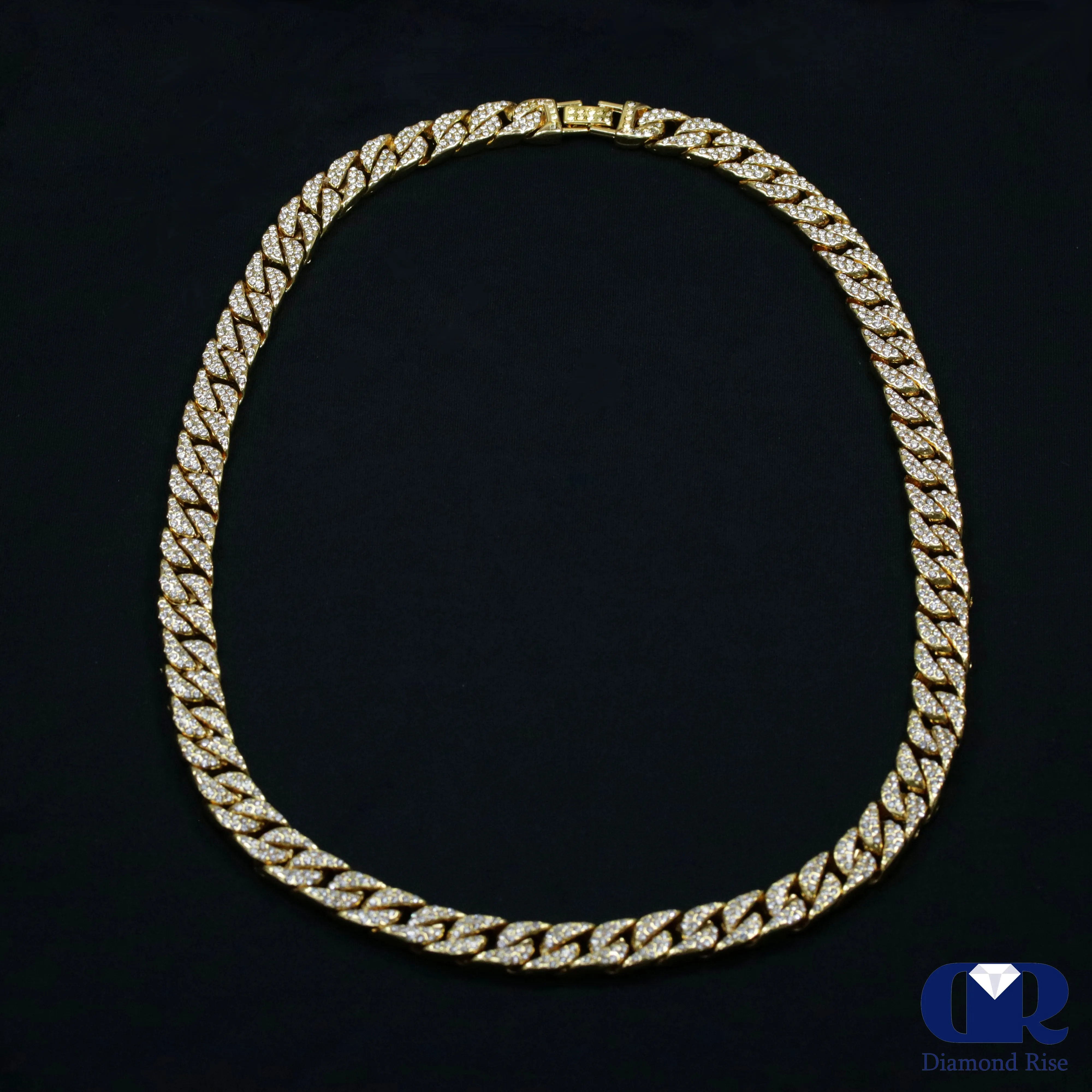 Men's 20 Ct Diamond Cuban Link Chain Necklace 30 Inch 14K Yellow Gold 13 mm