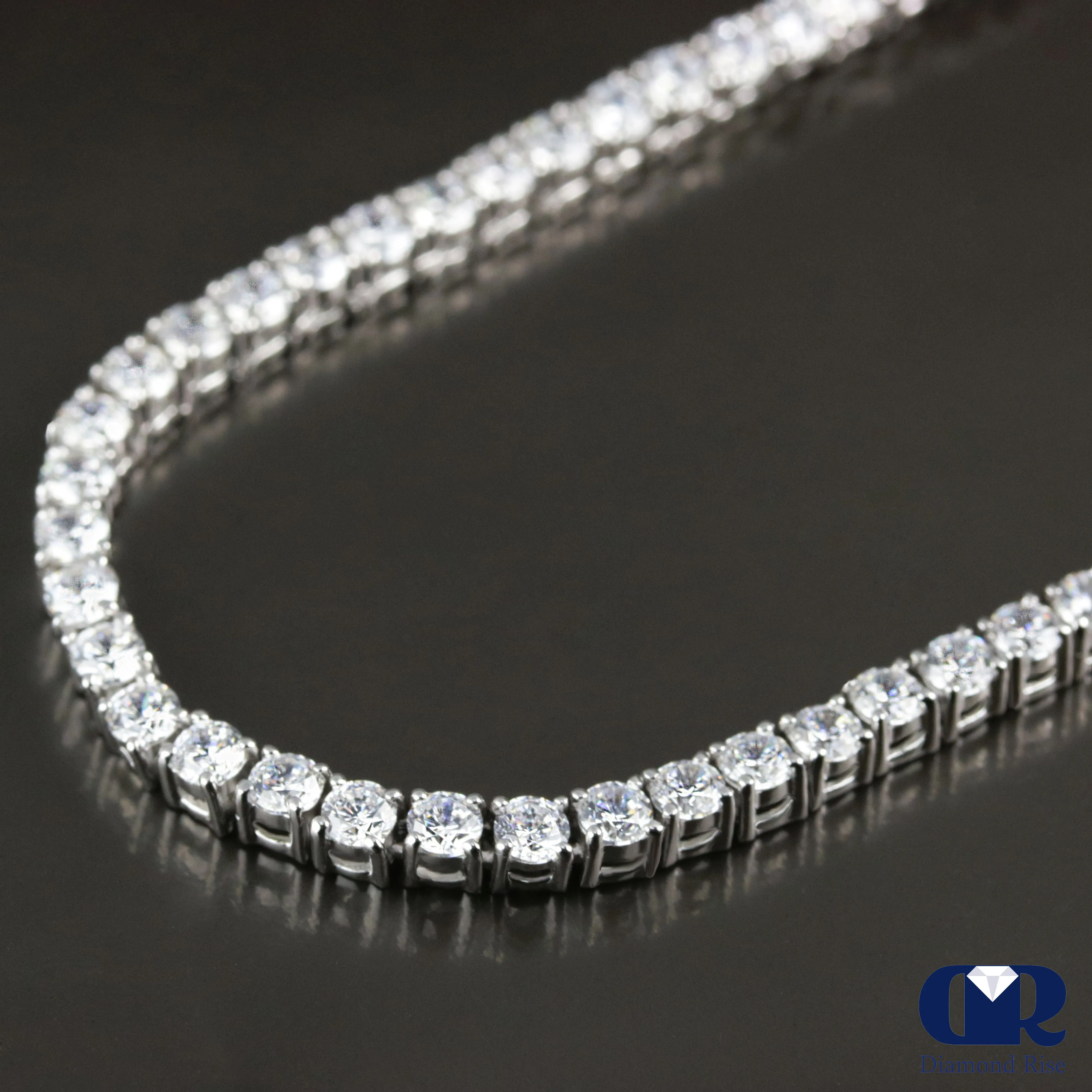 Men's 5 mm 26.50 Carat Diamond Tennis Chain Necklace 14K White Gold 24"
