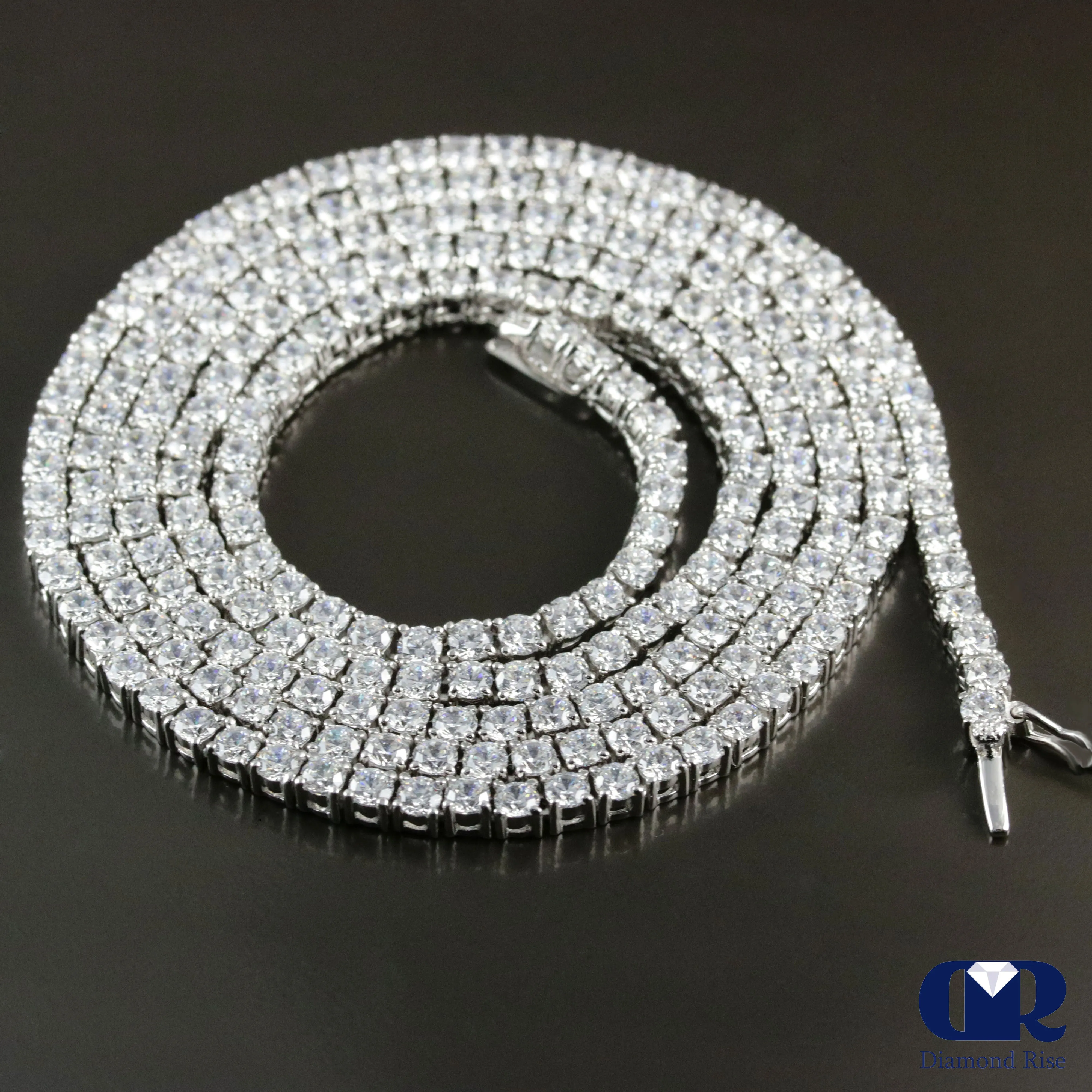 Men's 5 mm 26.50 Carat Diamond Tennis Chain Necklace 14K White Gold 24"