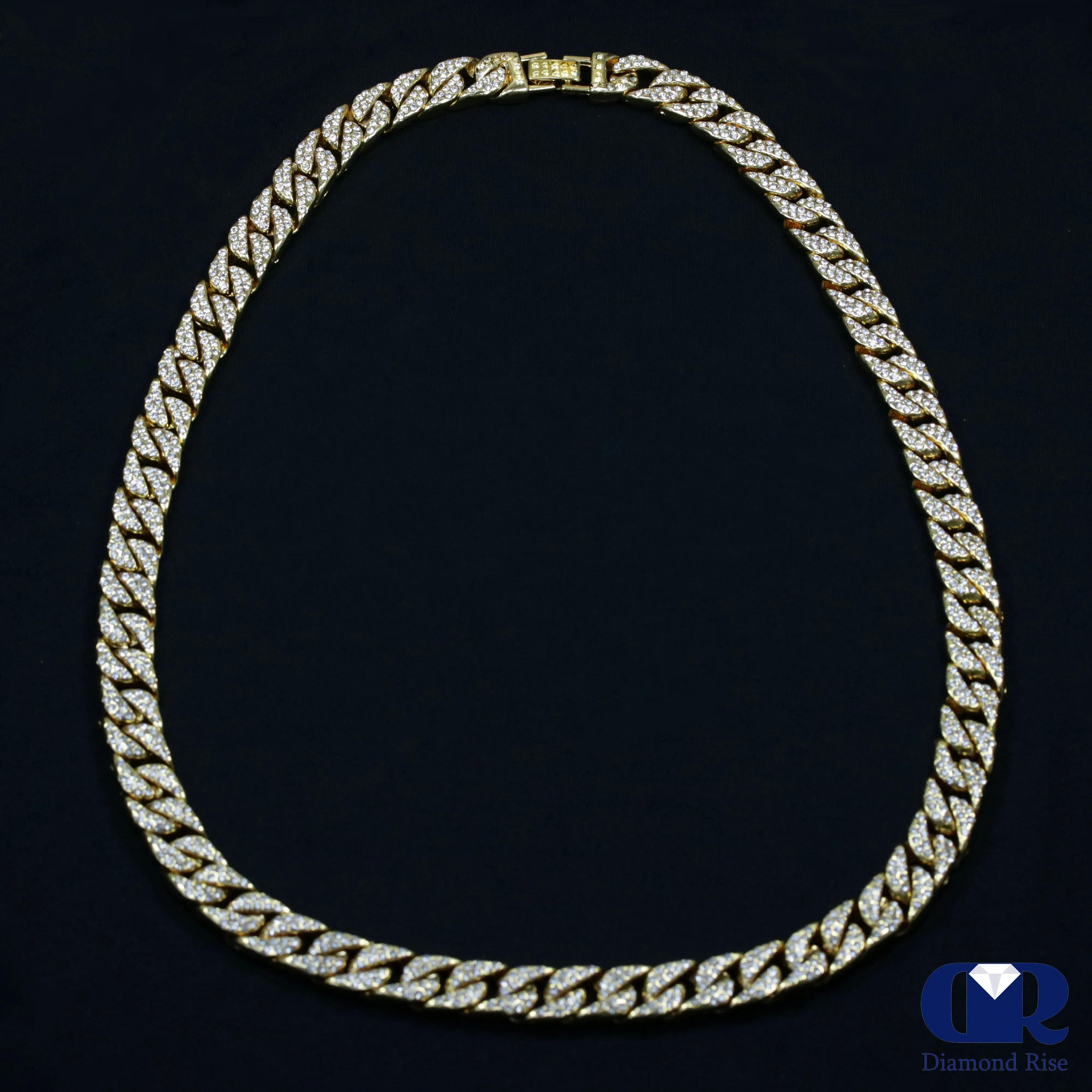 Men's Diamond Cuban Link Chain Necklace 30 Inch In 14K Yellow Gold 15 mm