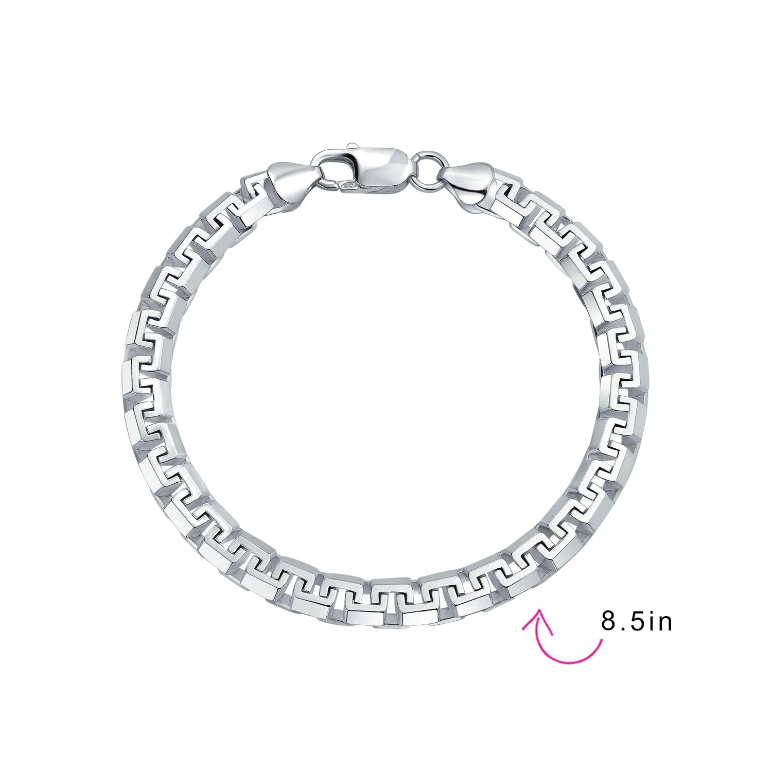 Men's Solid Heavy Forzata Franco Chain Link Bracelet Sterling Silver Italy 8-9 Inch