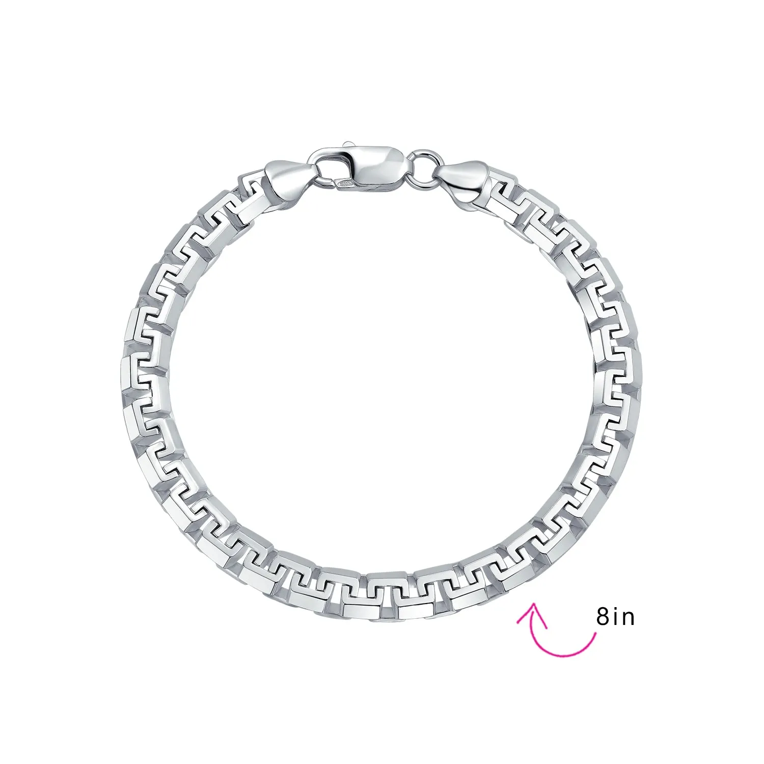 Men's Solid Heavy Forzata Franco Chain Link Bracelet Sterling Silver Italy 8-9 Inch