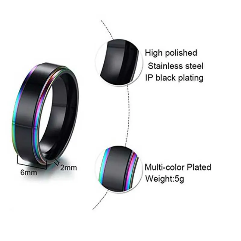 Mens Womens Rainbow Colorful LGBT Ring