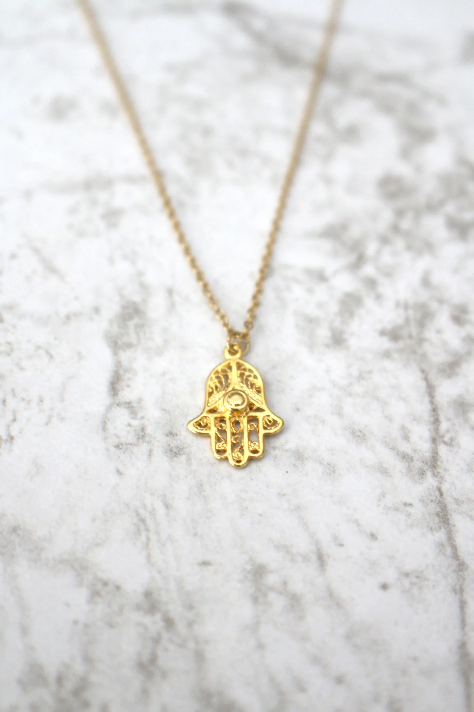 Miriam's Amulet // Hamsa Necklace, Silver Gold or Rose Gold Hamsa, Layered Necklaces, Talisman // BH-N013