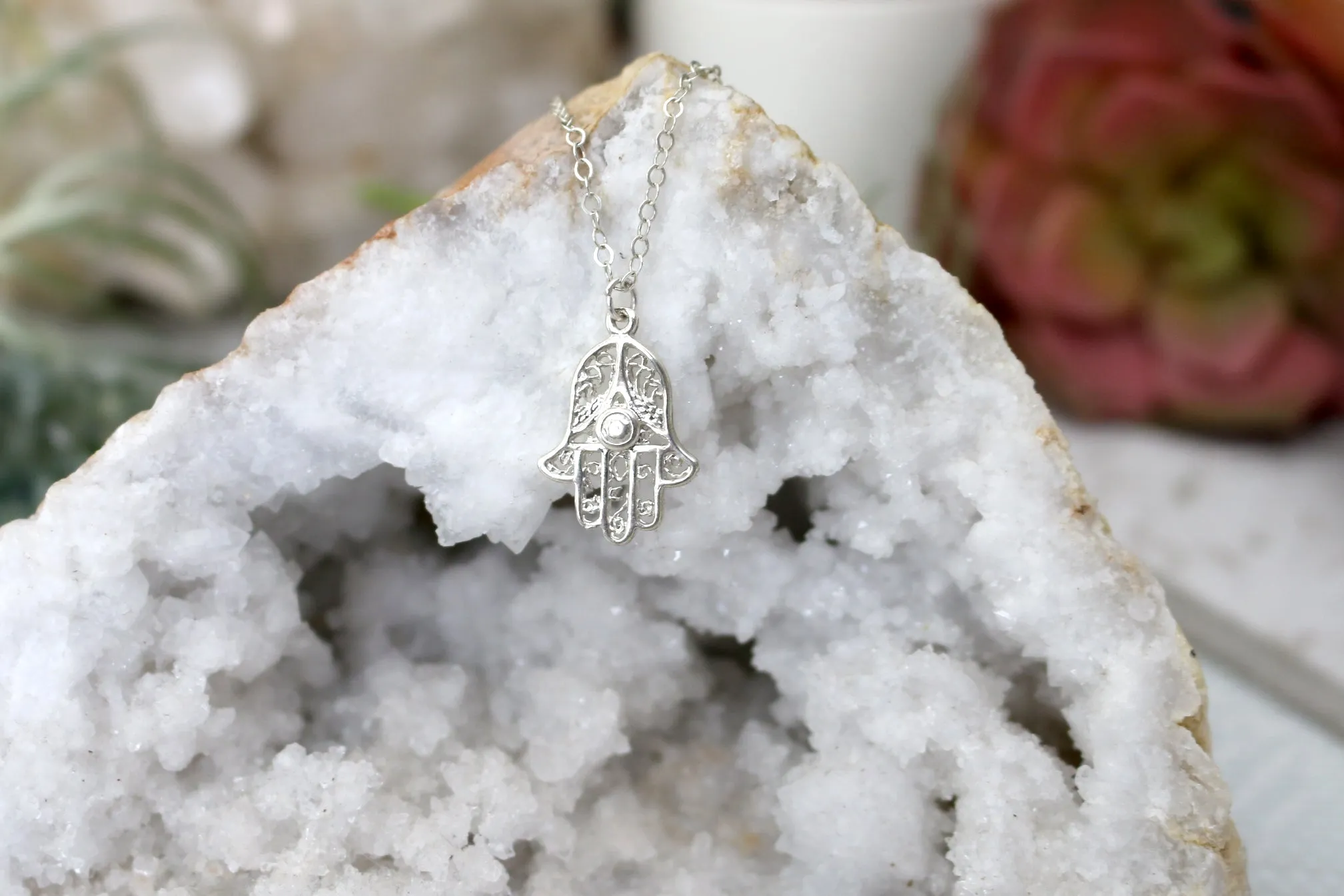 Miriam's Amulet // Hamsa Necklace, Silver Gold or Rose Gold Hamsa, Layered Necklaces, Talisman // BH-N013