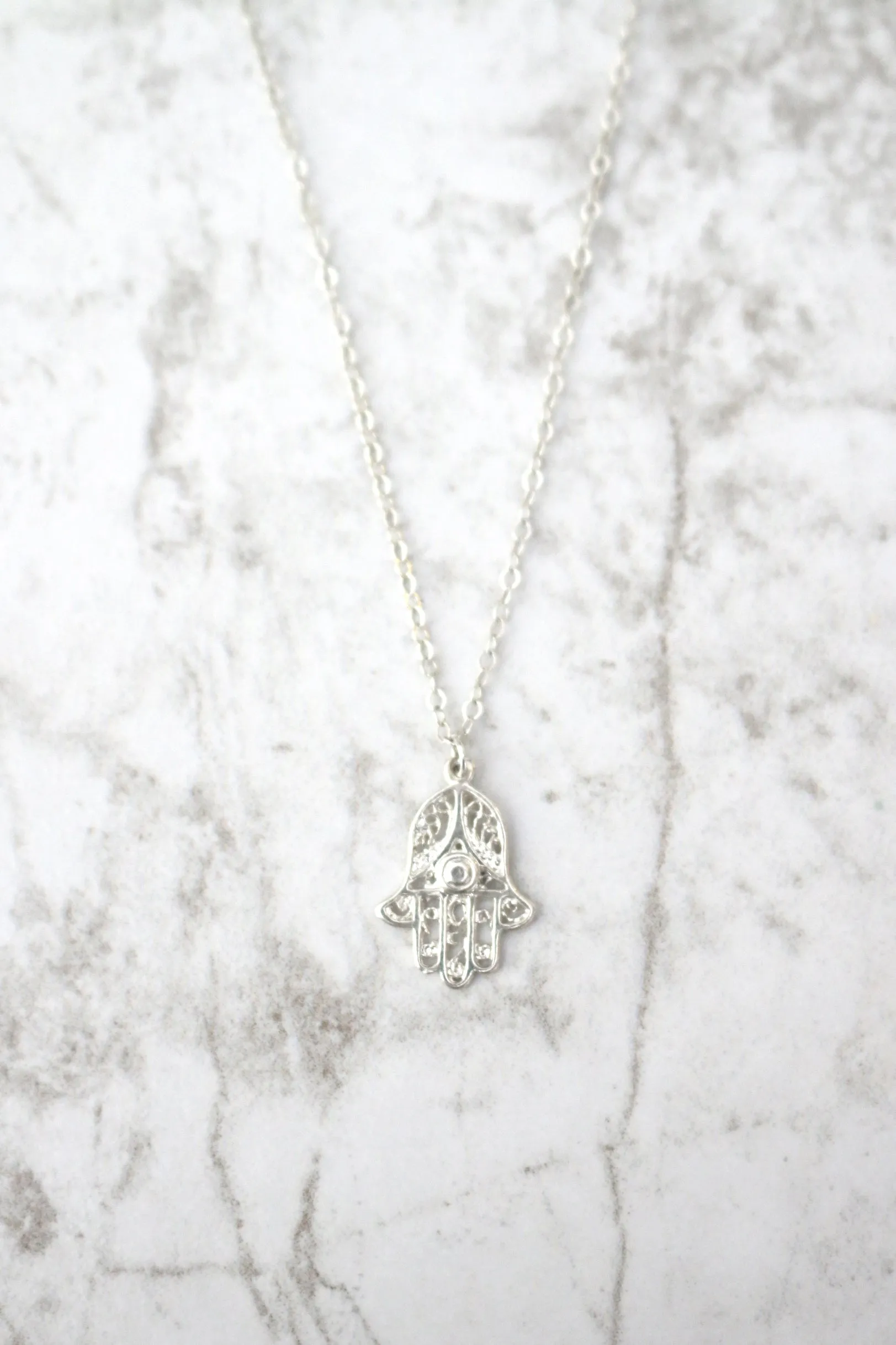 Miriam's Amulet // Hamsa Necklace, Silver Gold or Rose Gold Hamsa, Layered Necklaces, Talisman // BH-N013