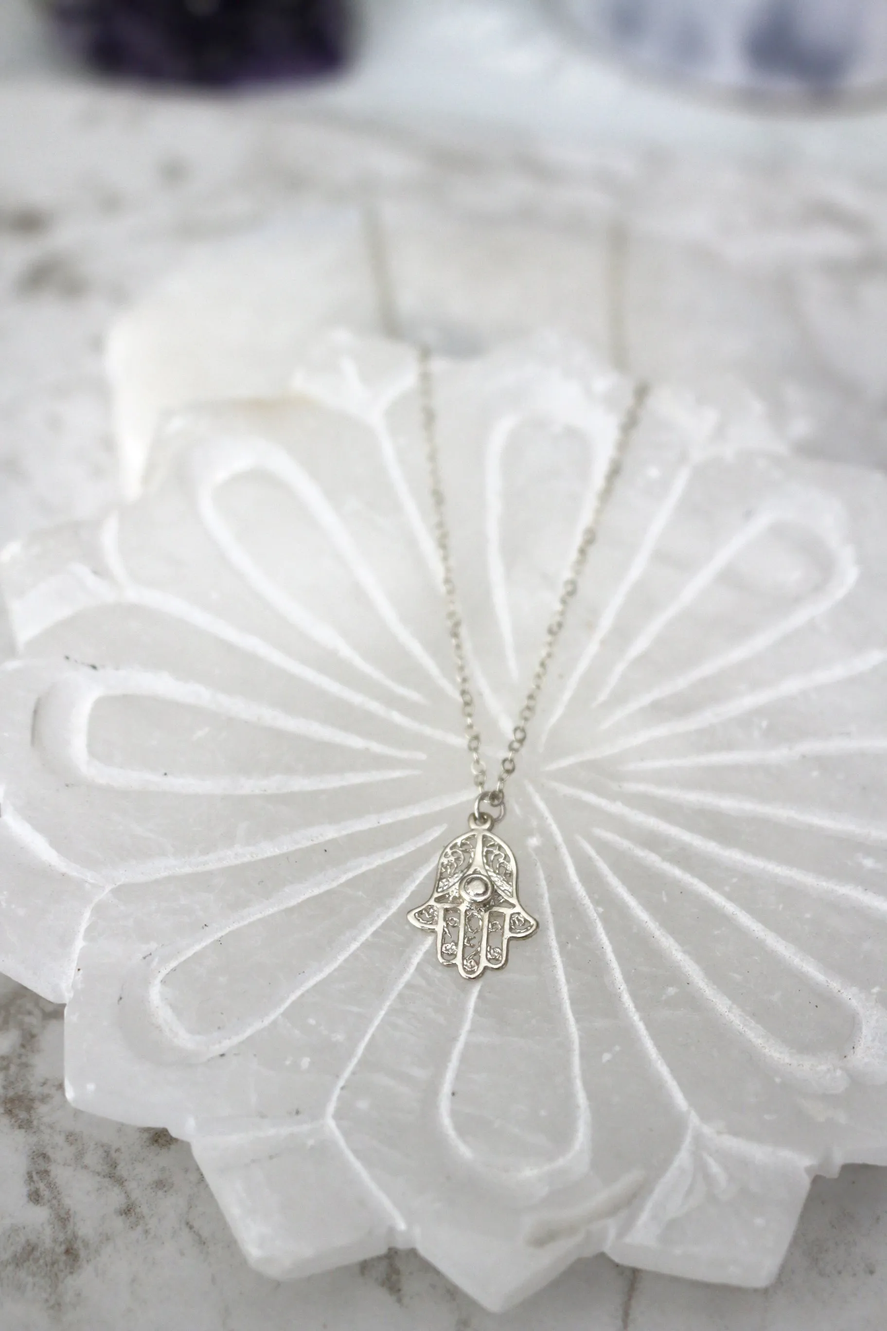 Miriam's Amulet // Hamsa Necklace, Silver Gold or Rose Gold Hamsa, Layered Necklaces, Talisman // BH-N013