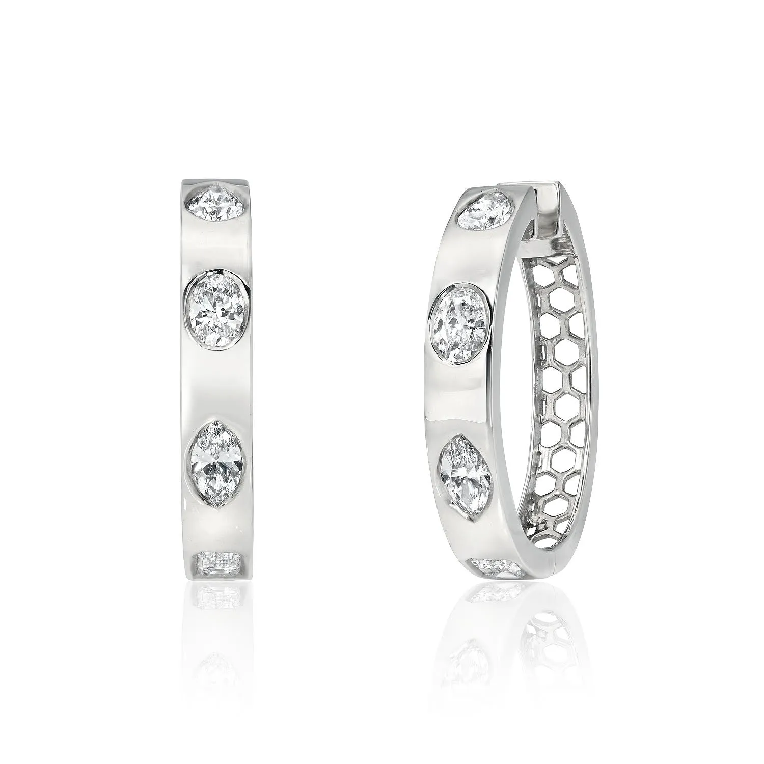 Mixed Shape Diamond Hoop Earrings