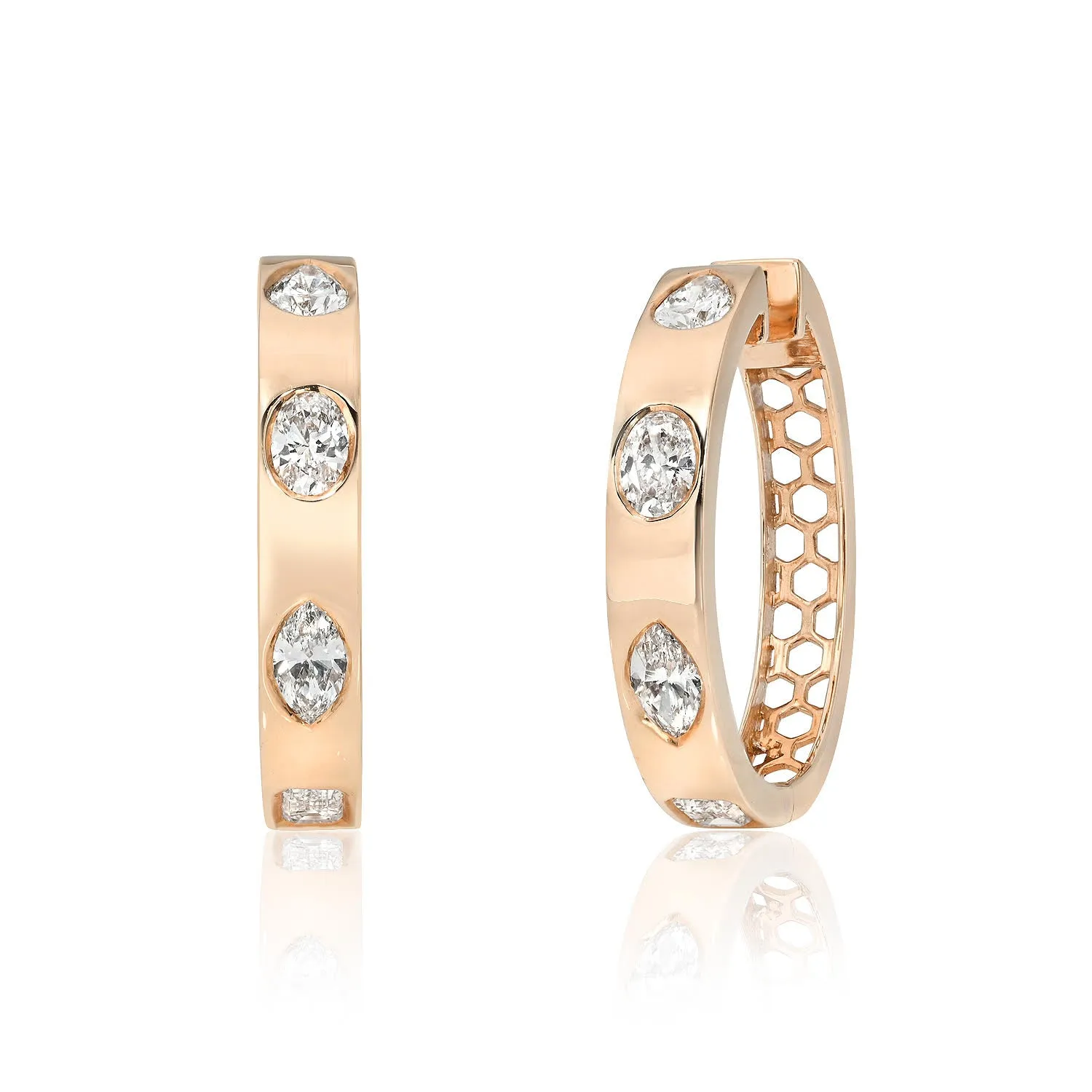 Mixed Shape Diamond Hoop Earrings