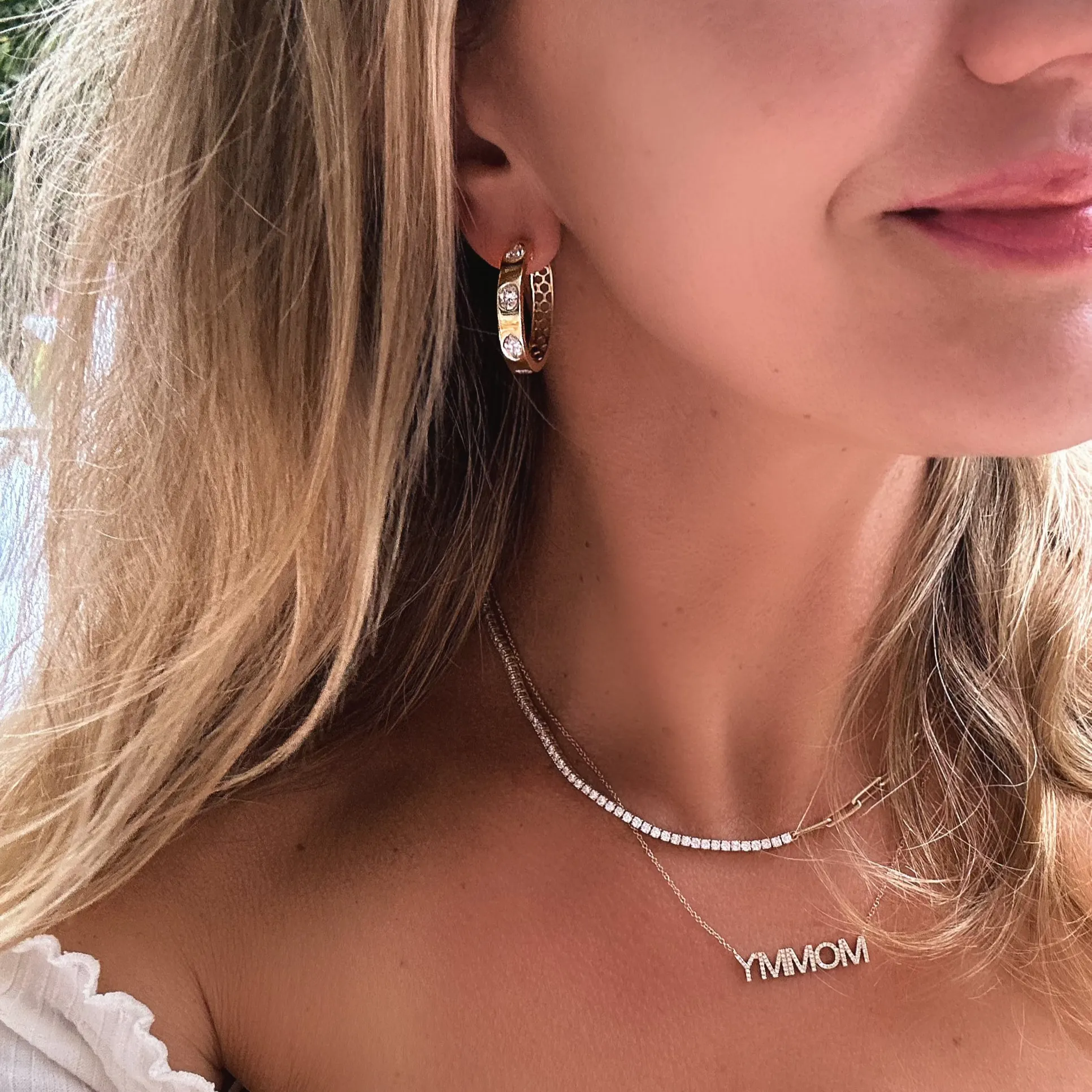 Mixed Shape Diamond Hoop Earrings