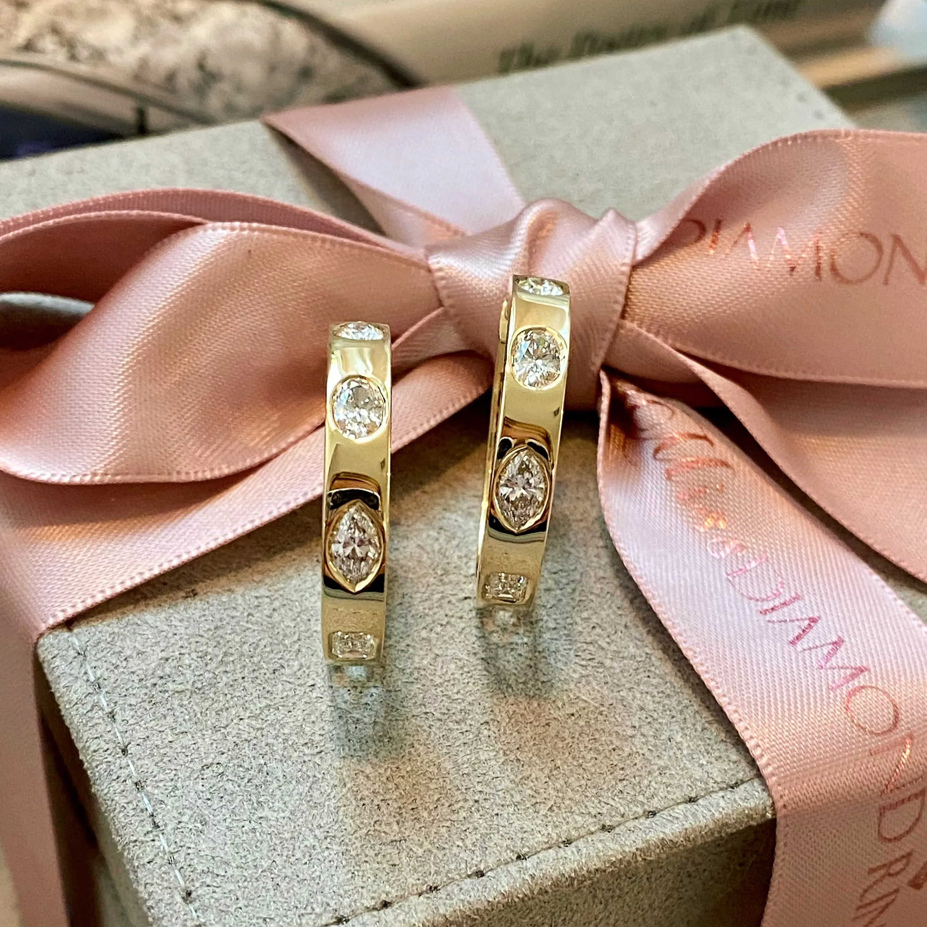 Mixed Shape Diamond Hoop Earrings