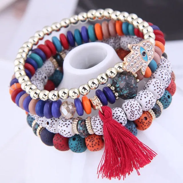Multilayer Heart Charm Beads Bracelets Lucky Charm Crystal Beads Women Bracelet