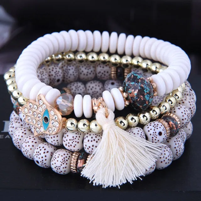 Multilayer Heart Charm Beads Bracelets Lucky Charm Crystal Beads Women Bracelet