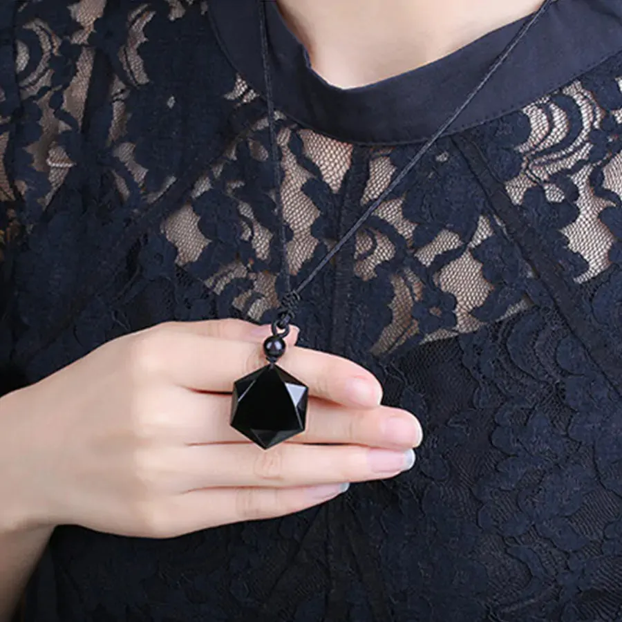 Natural Energy Black Obsidian Stone Necklaces