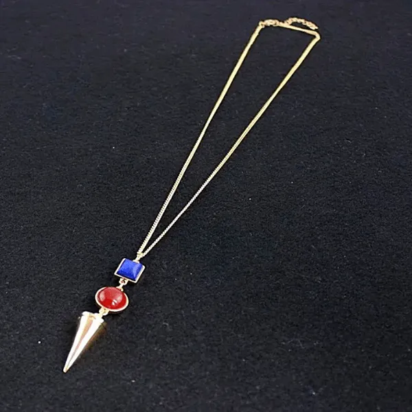 Natural Stone Gold Long Necklace - Multiple colors
