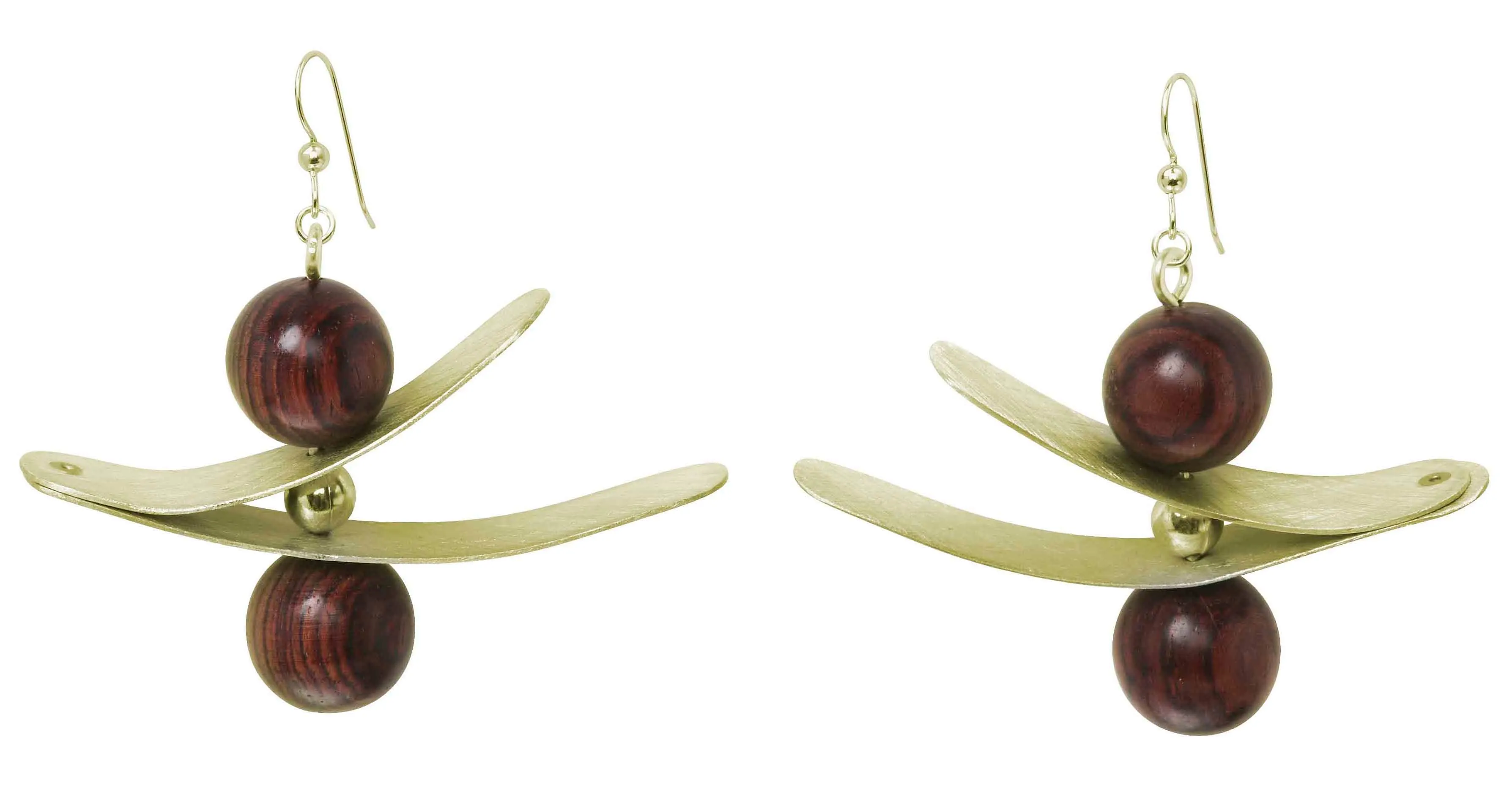 OLIVIA Zig Zag Metal and Sustainably Harvested Wood Earrings