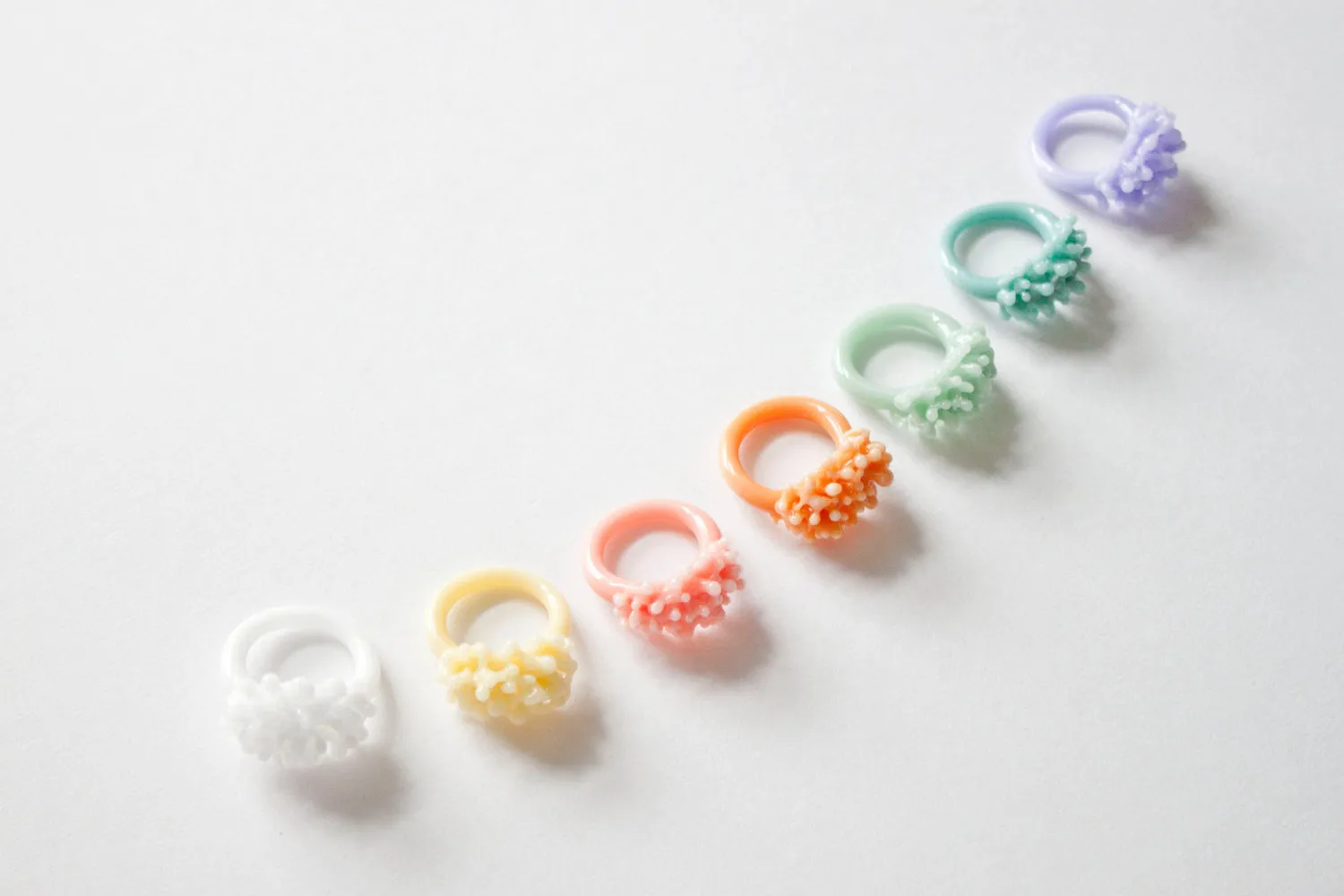 Opaque Pastel Glass Cluster Ring - Pink