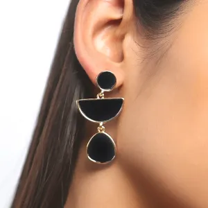 Organic Black Acrylic Gold-Toned Triple Drop Earrings