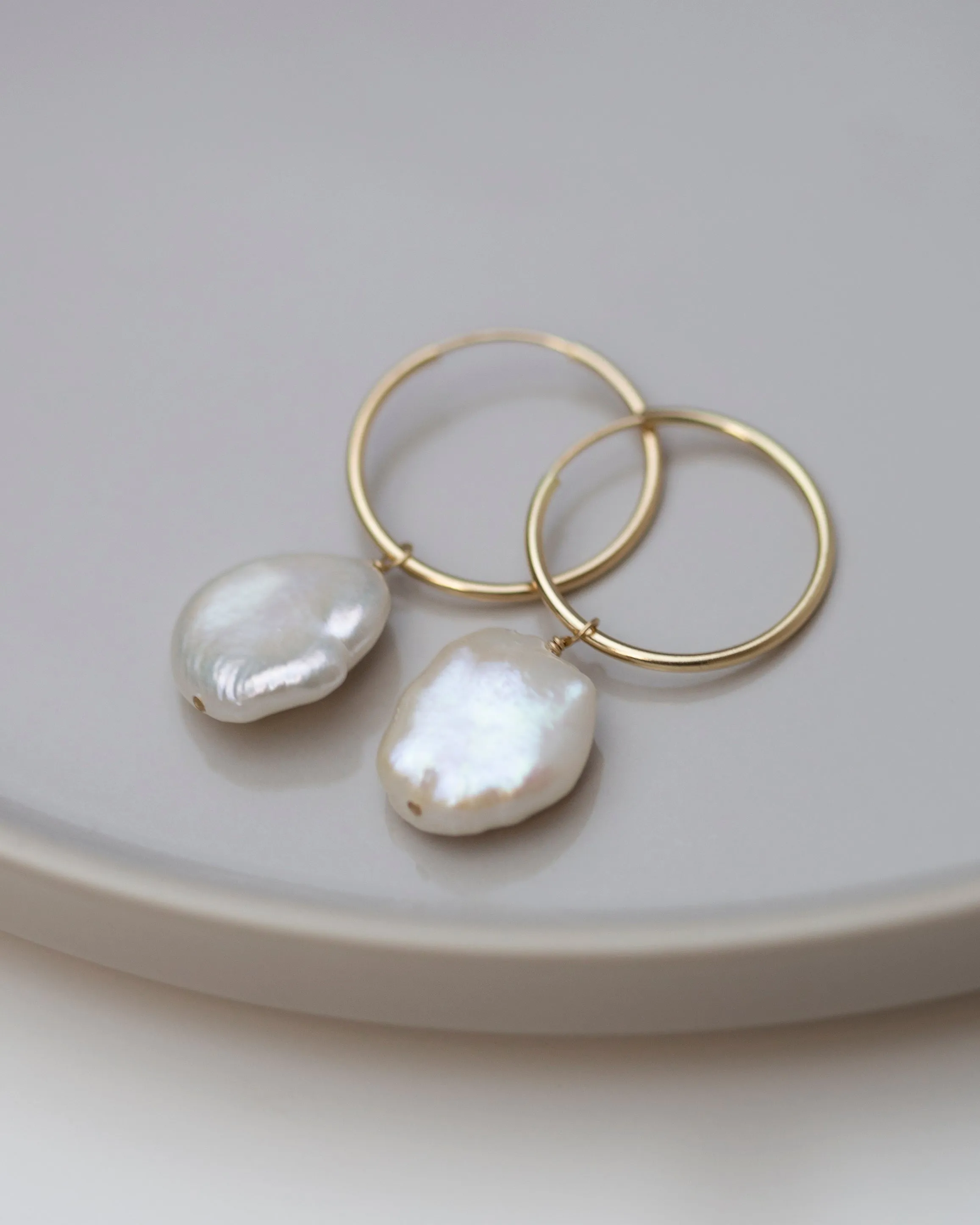 Organic Pearl hoop earrings