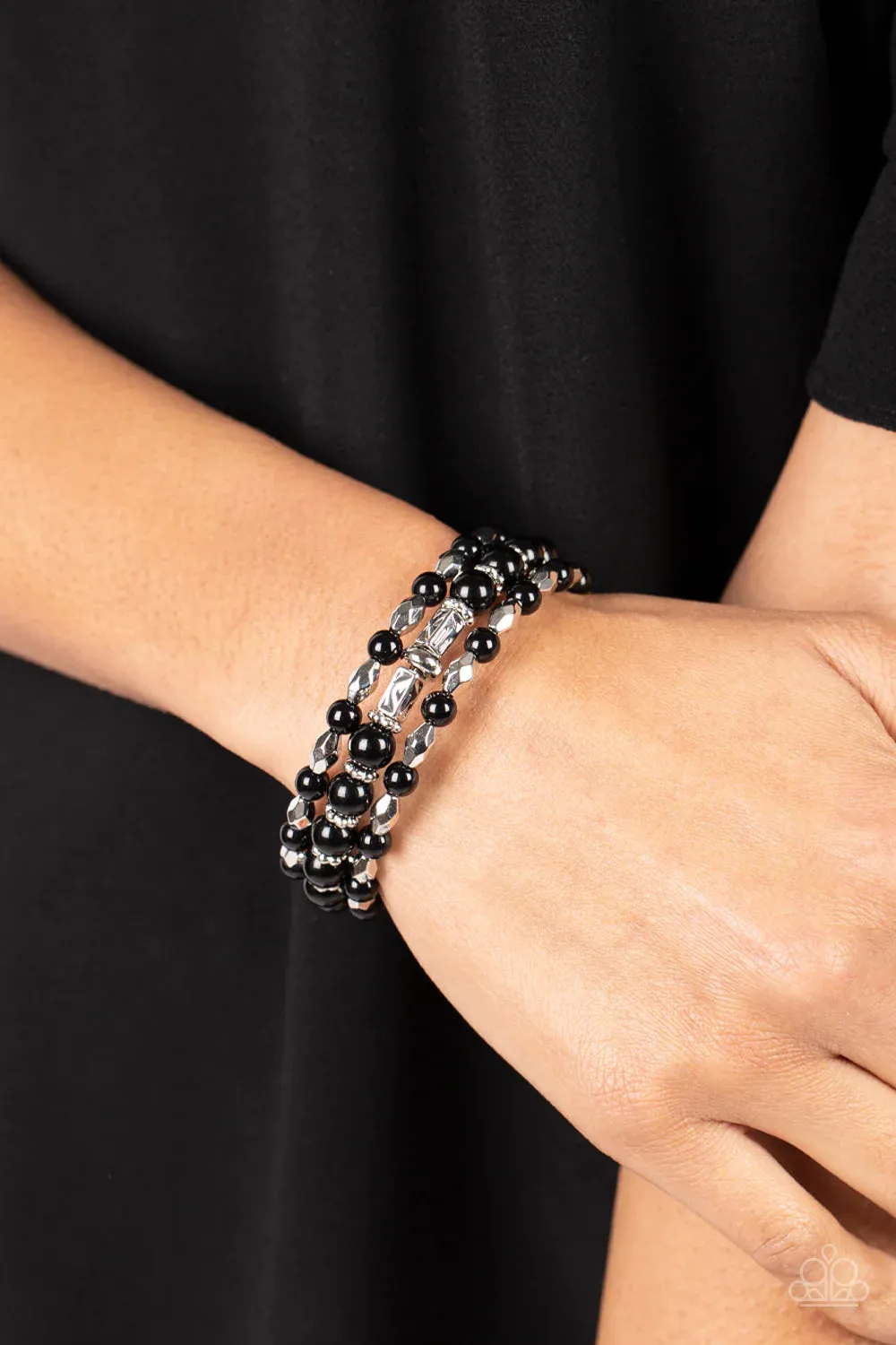Paparazzi Colorfully Coiled - Black Bracelet - Paparazzi Accessories