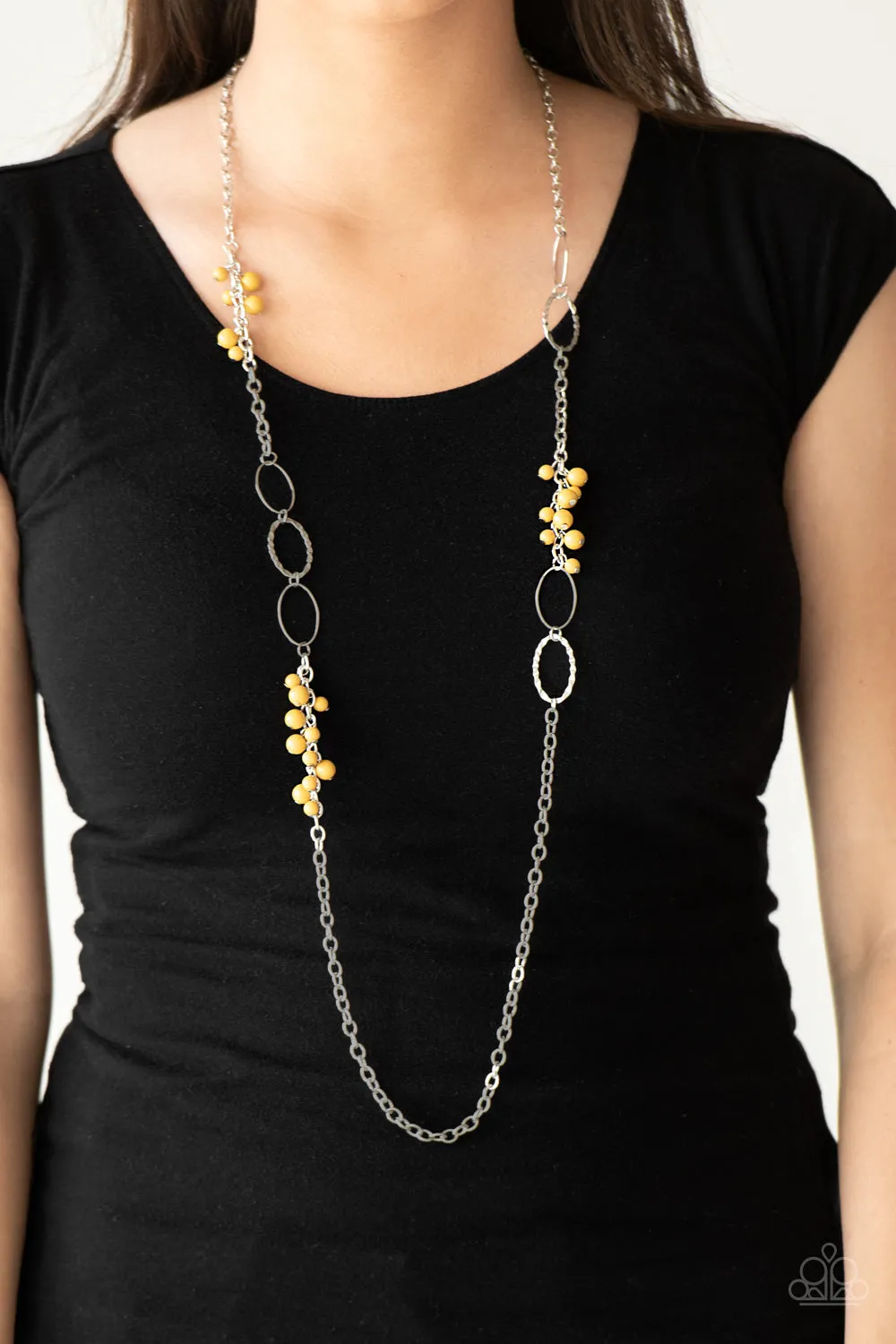 Paparazzi Flirty Foxtrot Yellow Long Necklace - P2WH-YWXX-211XX
