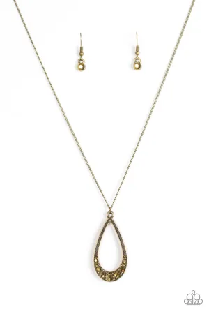 Paparazzi Necklace ~ Teardrop Tease - Brass