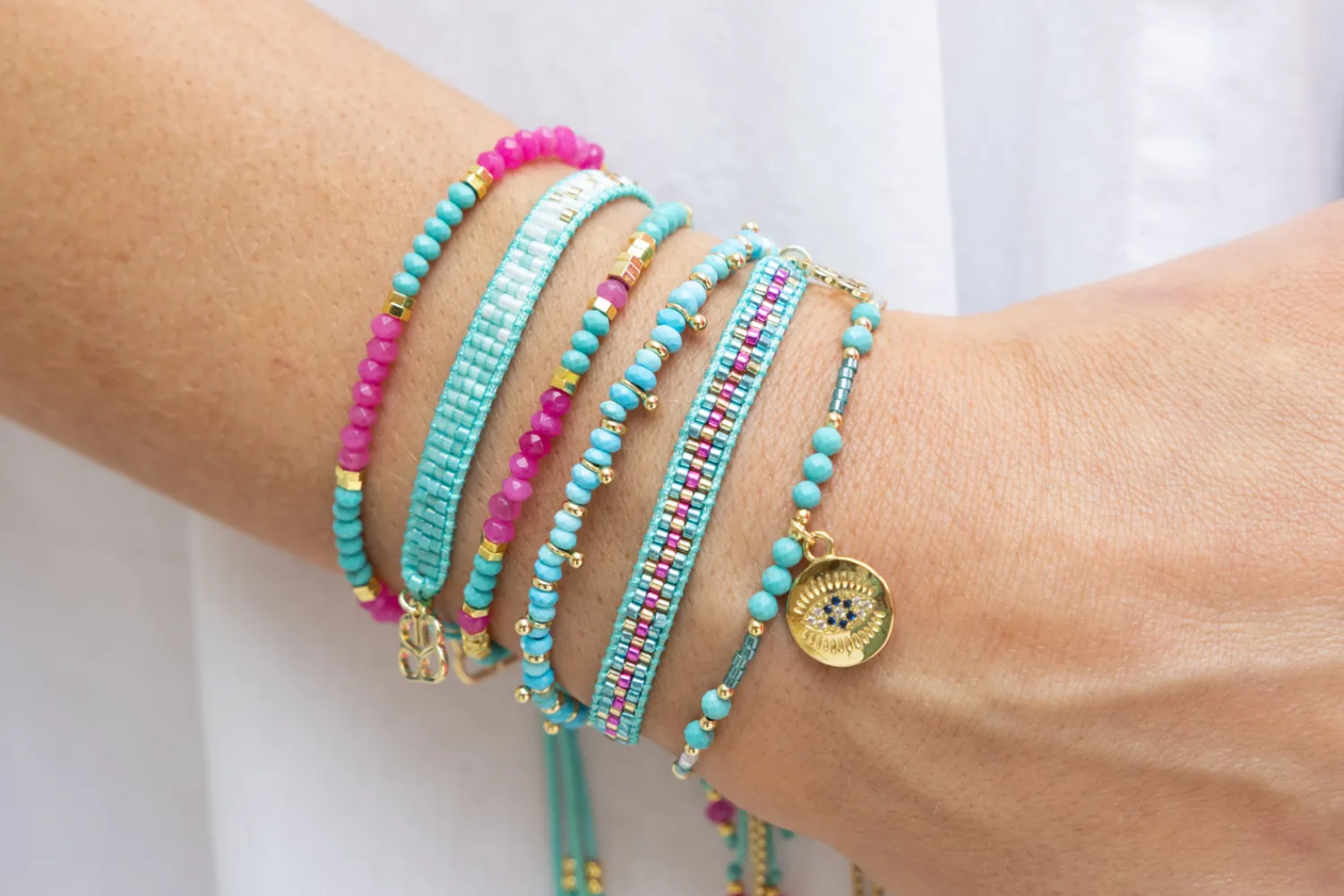 Paradise Fuchsia Turquoise Bracelet Stack