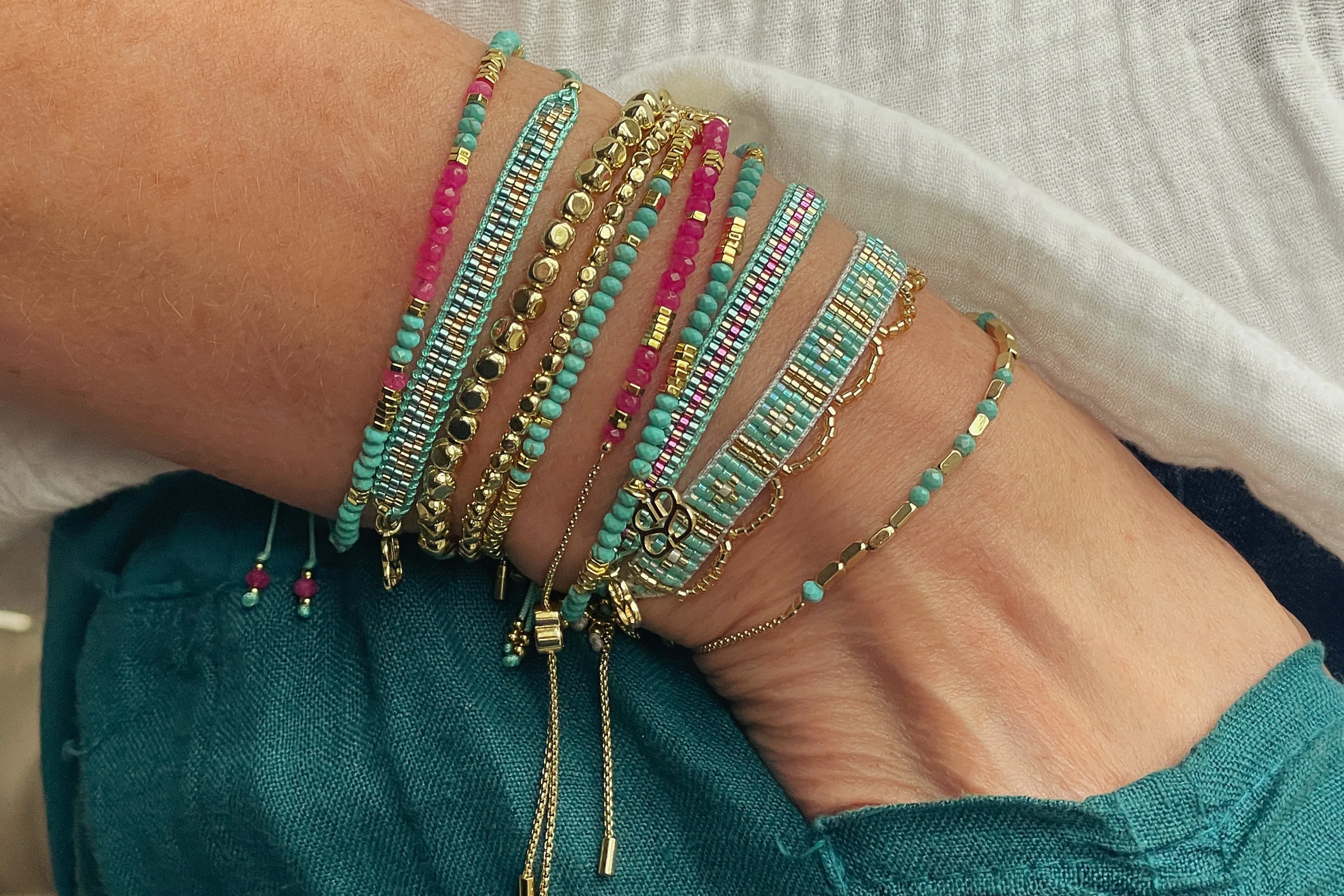 Paradise Fuchsia Turquoise Bracelet Stack