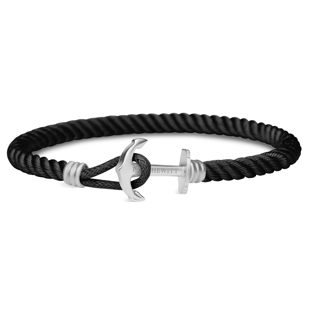 Paul Hewitt Phrep Lite Nylon Silver / Black Bracelet - L