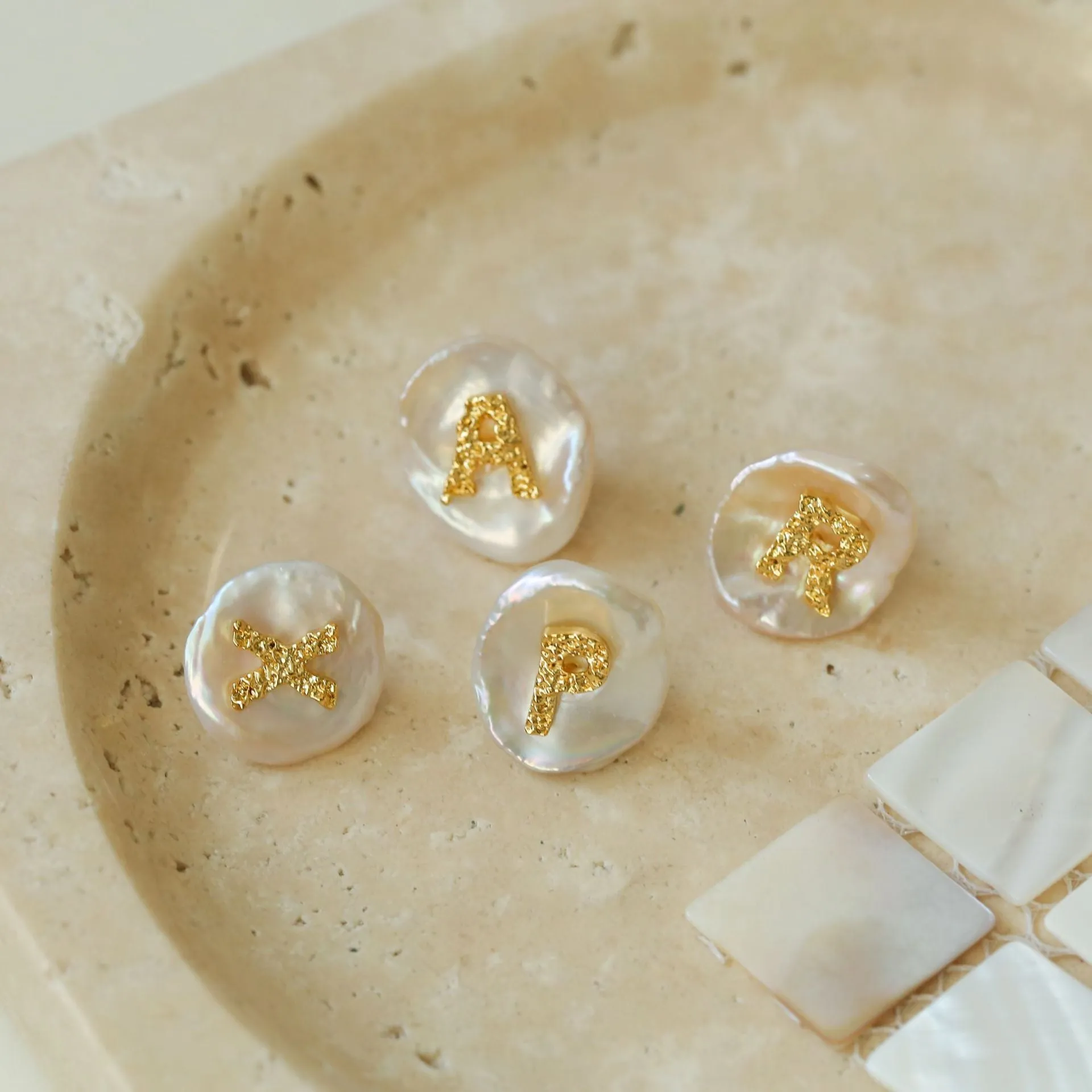 Petal Baroque Pearl Letter Earrings