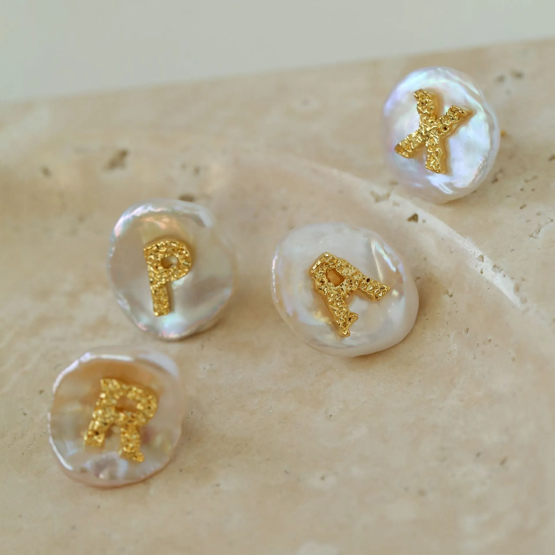 Petal Baroque Pearl Letter Earrings