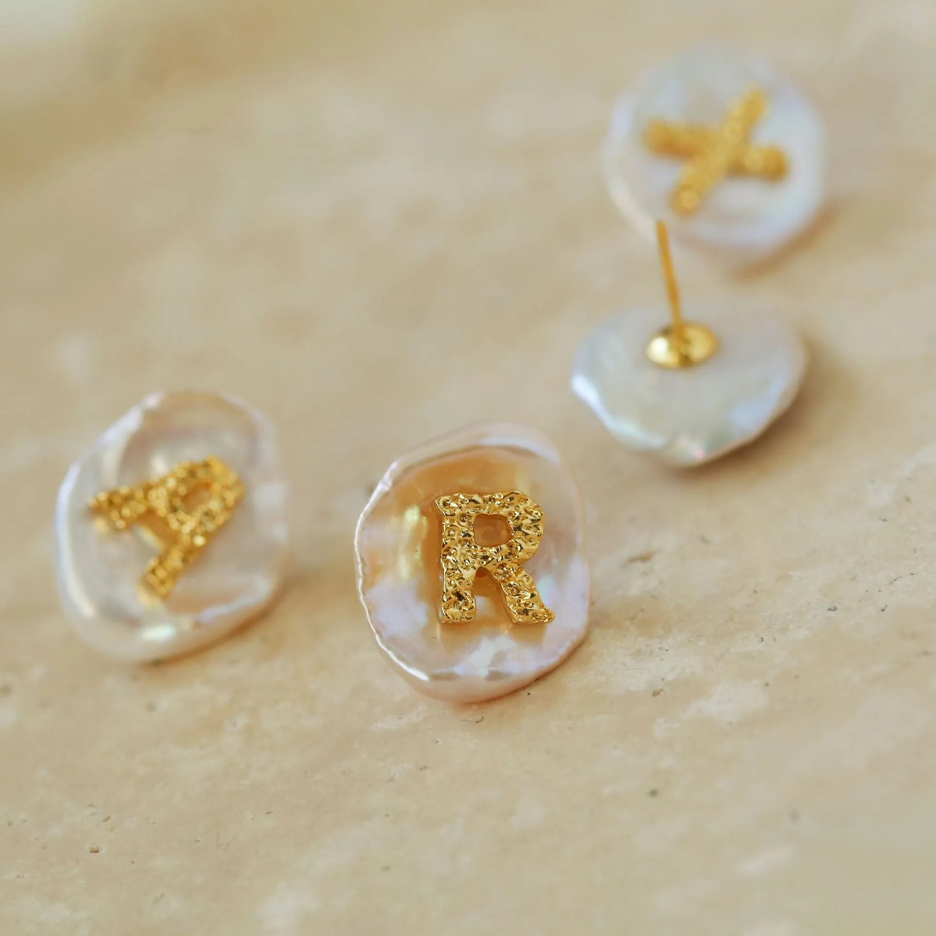 Petal Baroque Pearl Letter Earrings
