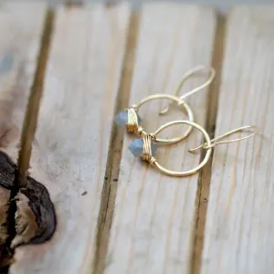 Pike Hoops - Labradorite & Gold Fill