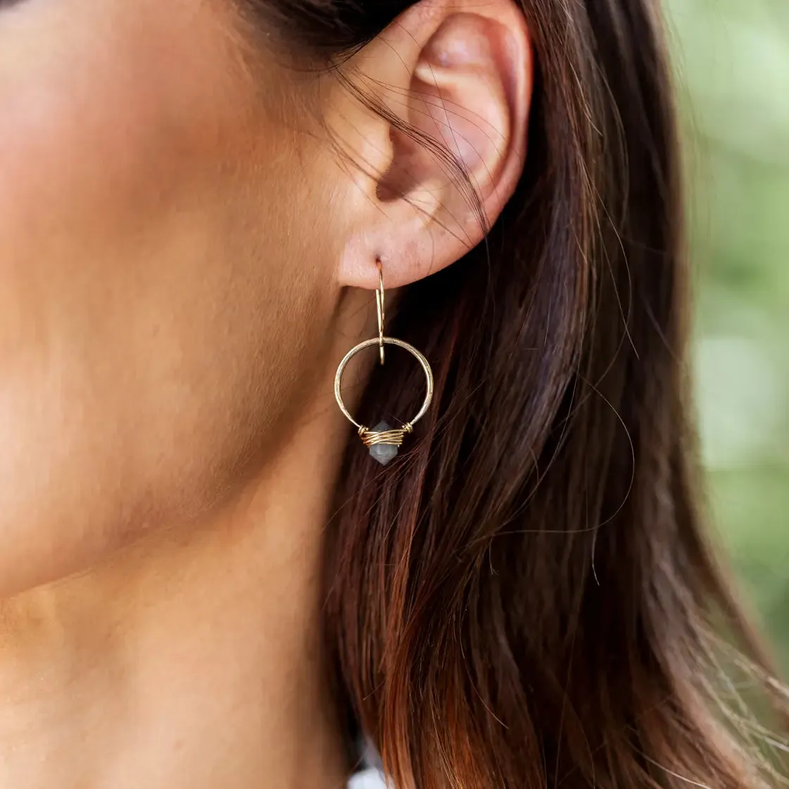 Pike Hoops - Labradorite & Gold Fill