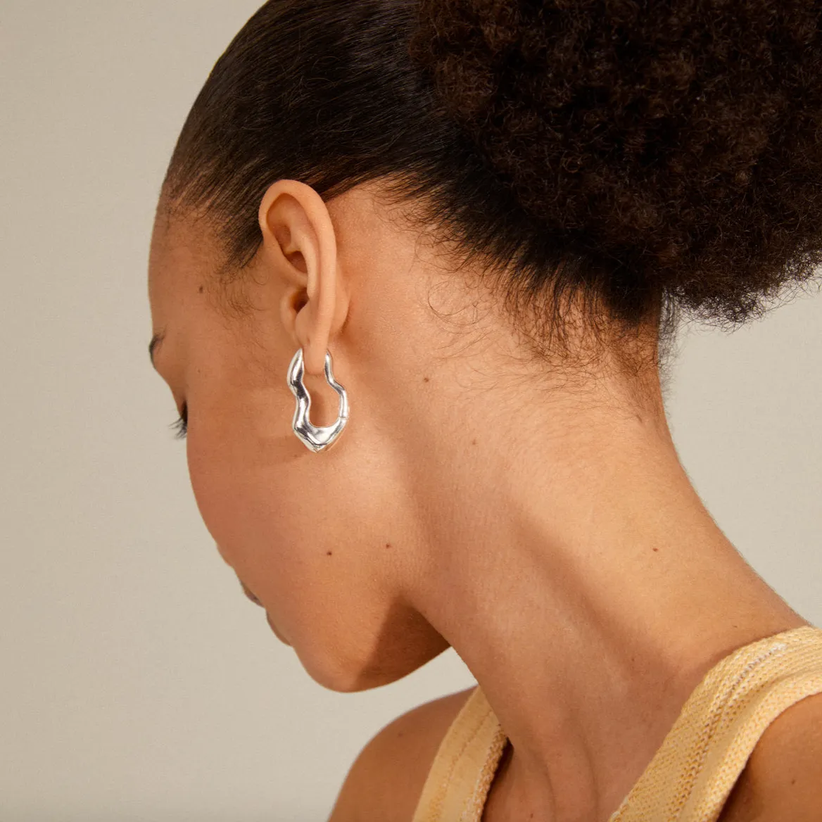 Pilgrim Wave Wavy Earring Silver
