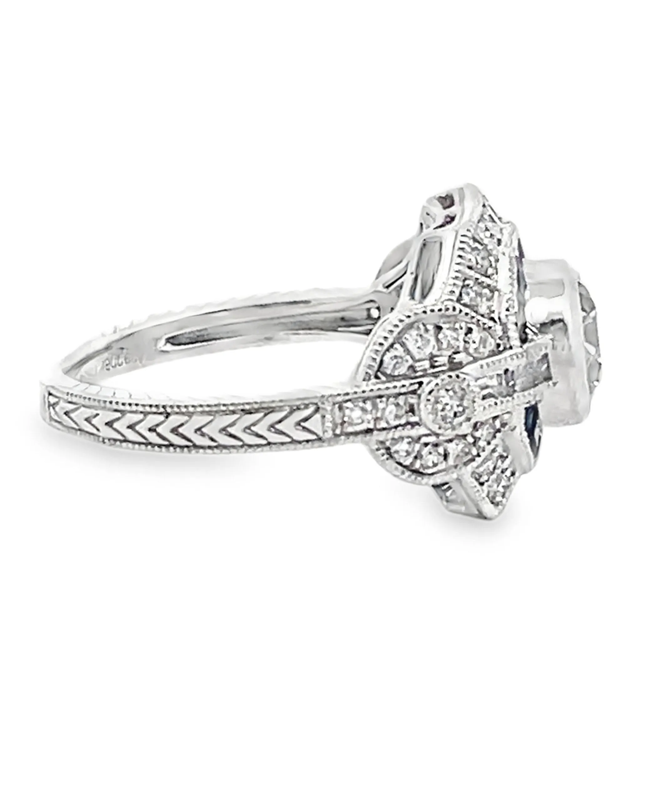 Platinum Sapphire and Diamond Art Deco Ring