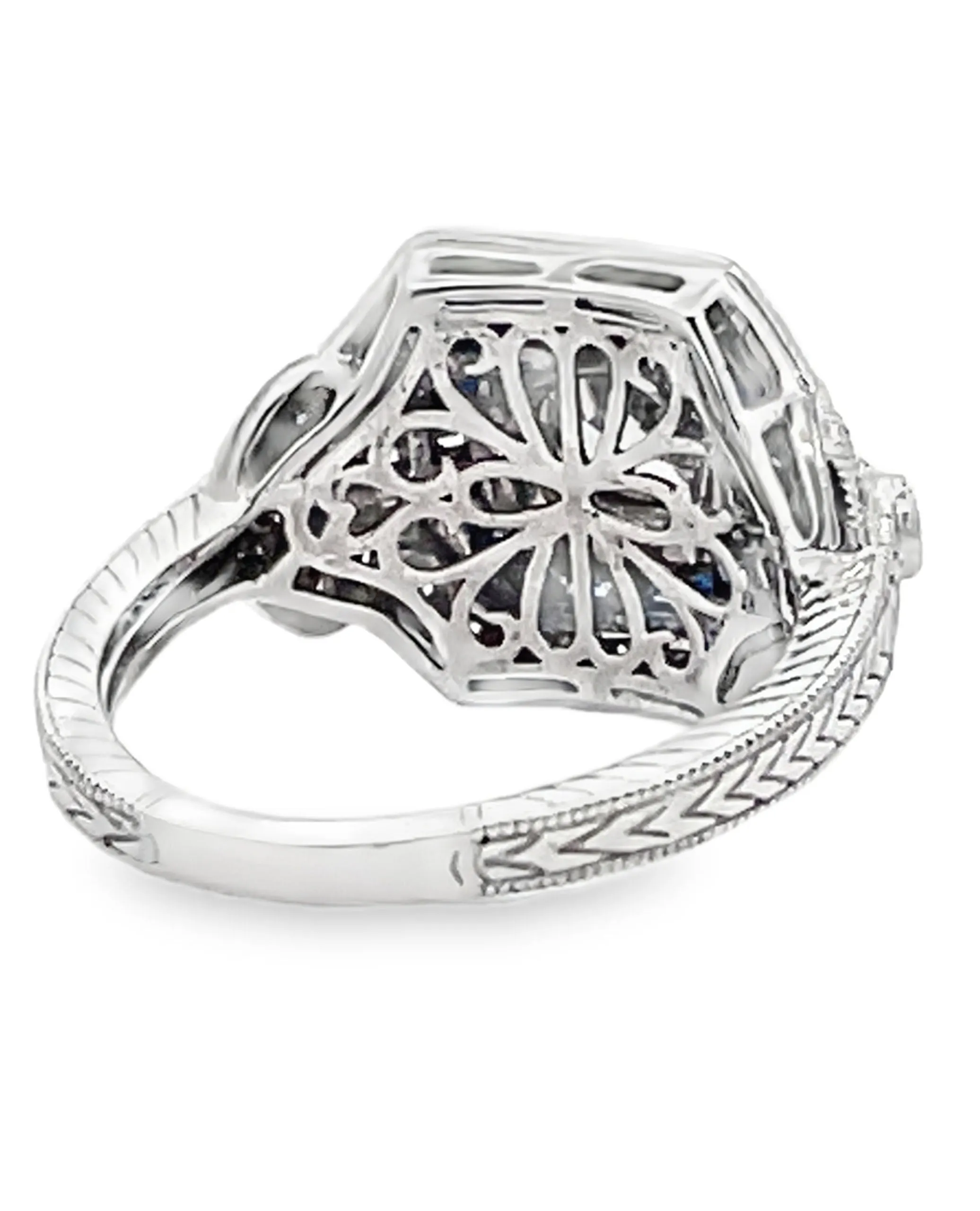 Platinum Sapphire and Diamond Art Deco Ring