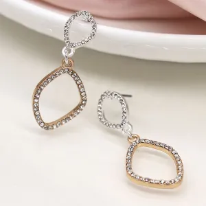 POM 04196 Silver plated and gold double organic shape earrings with crystals