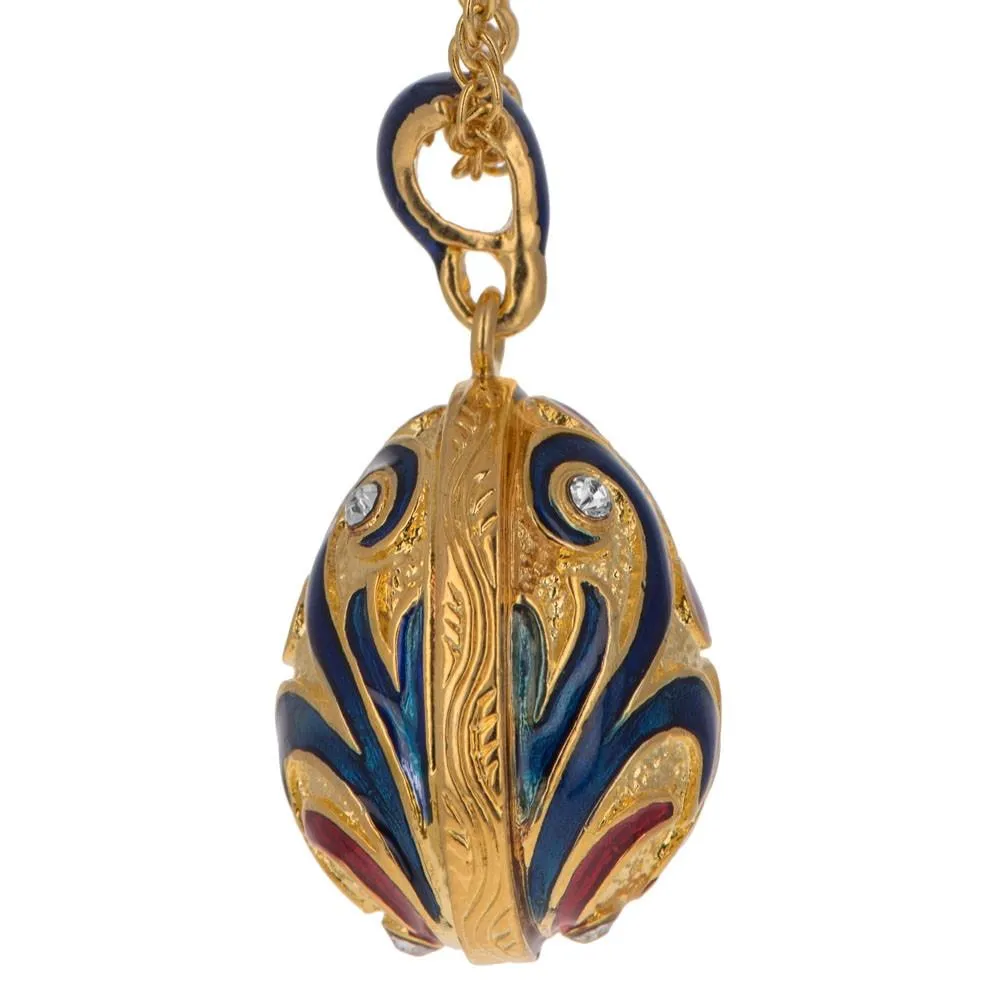 Red Studs on Gold Tone Royal Egg Pendant Necklace