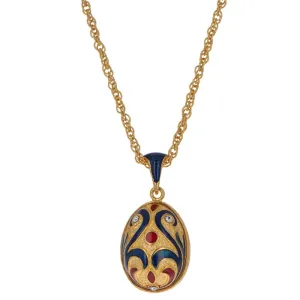 Red Studs on Gold Tone Royal Egg Pendant Necklace