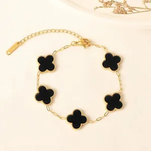 Rene Black Clover Shell Bracelet