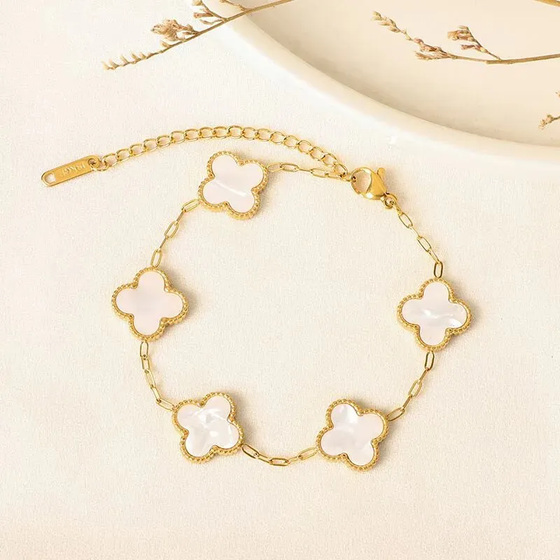 Rene White Clover Shell Bracelet